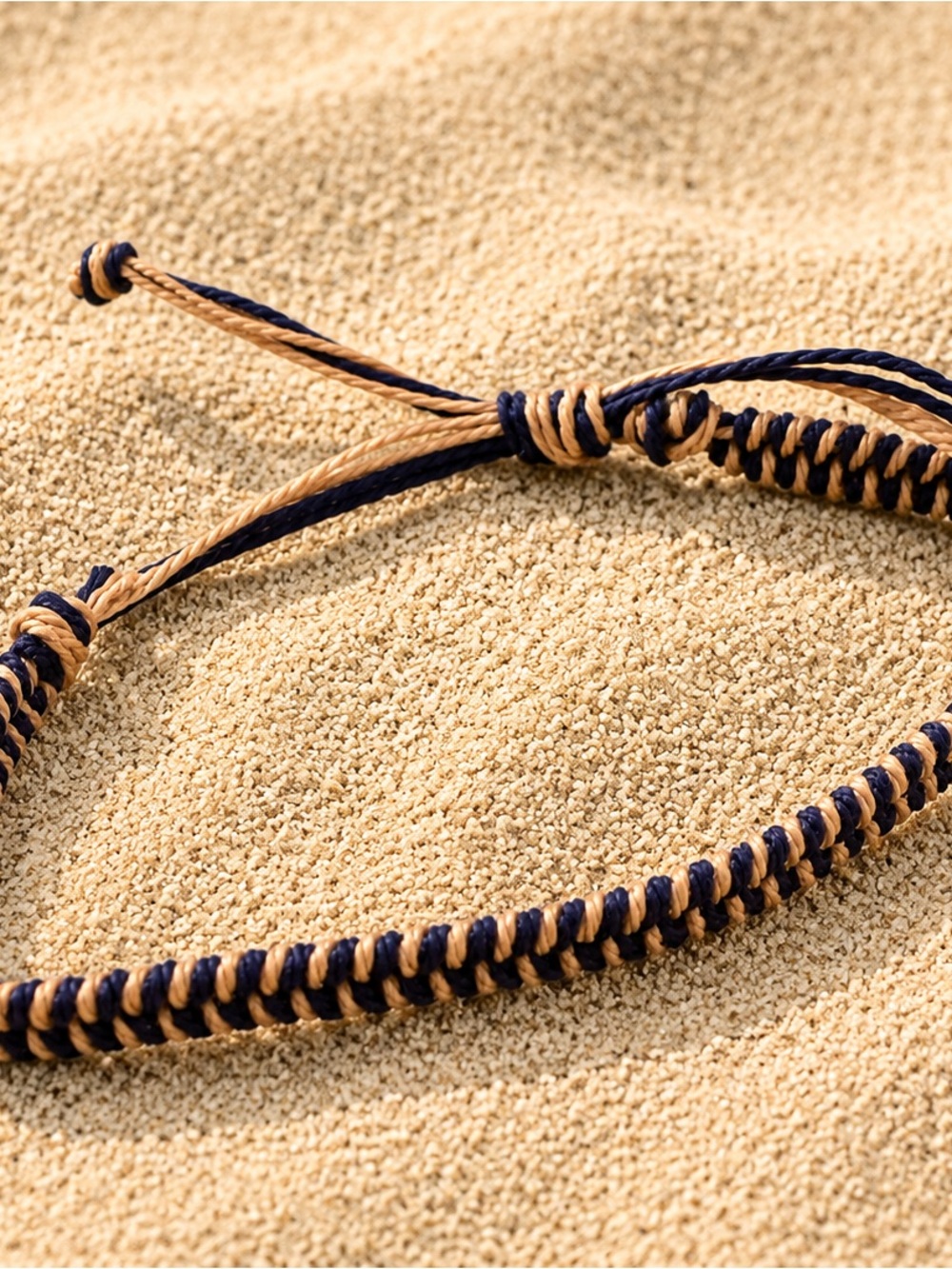 Unisex, Minimalist Navy and Tan Braided Bracelet, new, adjustable